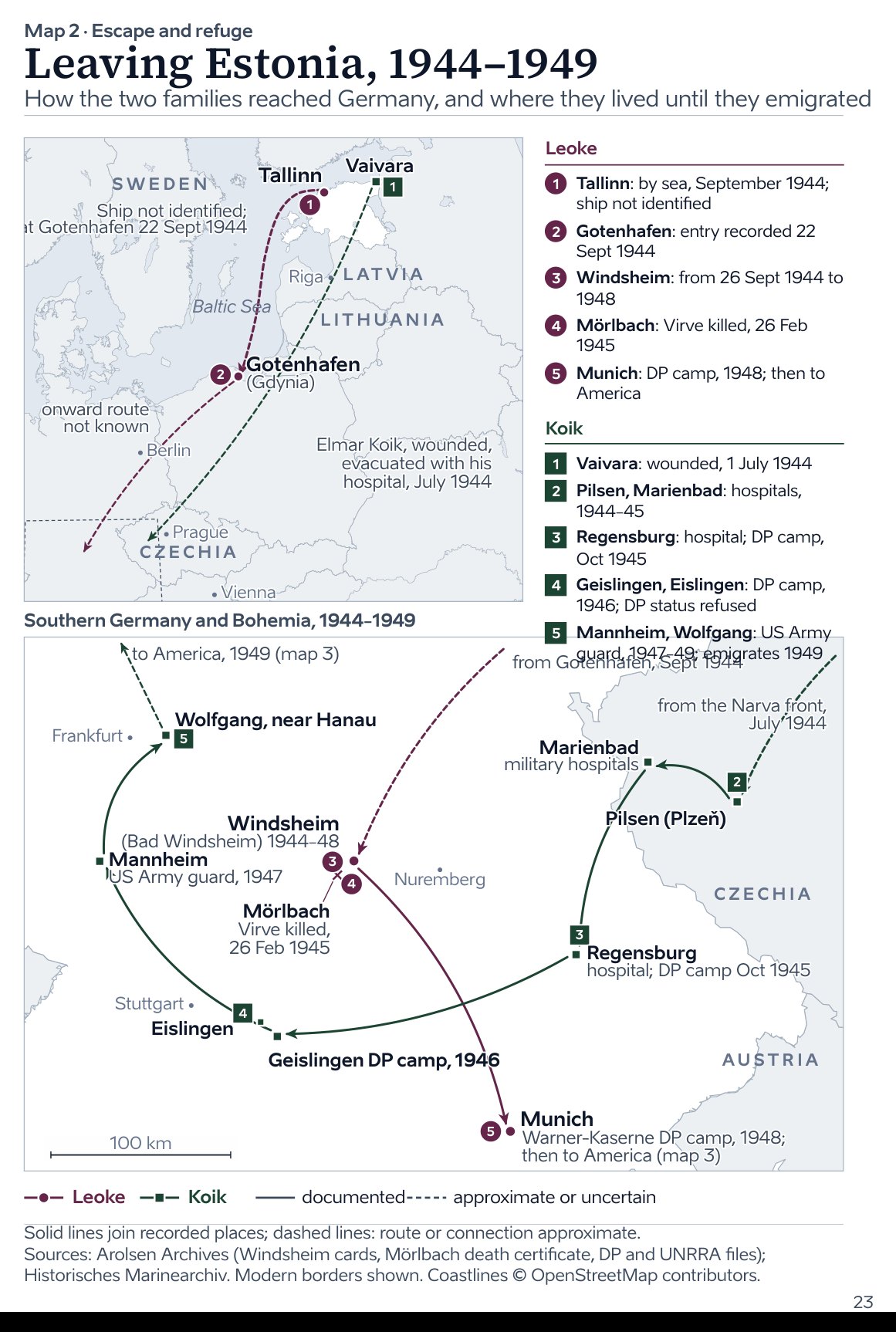 Map 2 · Leaving Estonia, 1944–1949