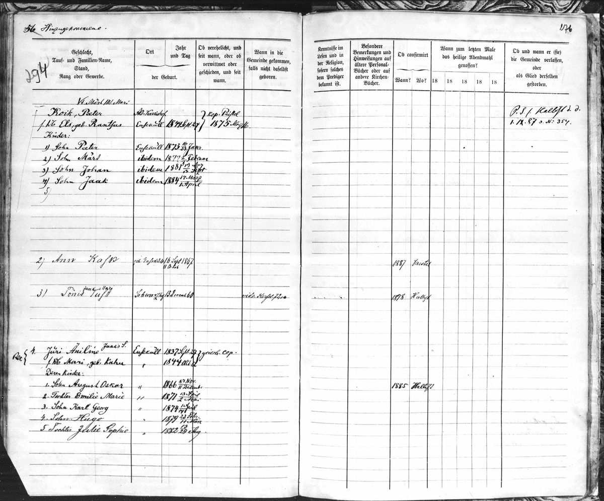 Scan of Paistu household books: Koik pages 3 of 9 (Peeter Koik and Els, son Johan b. 19.8.1881)