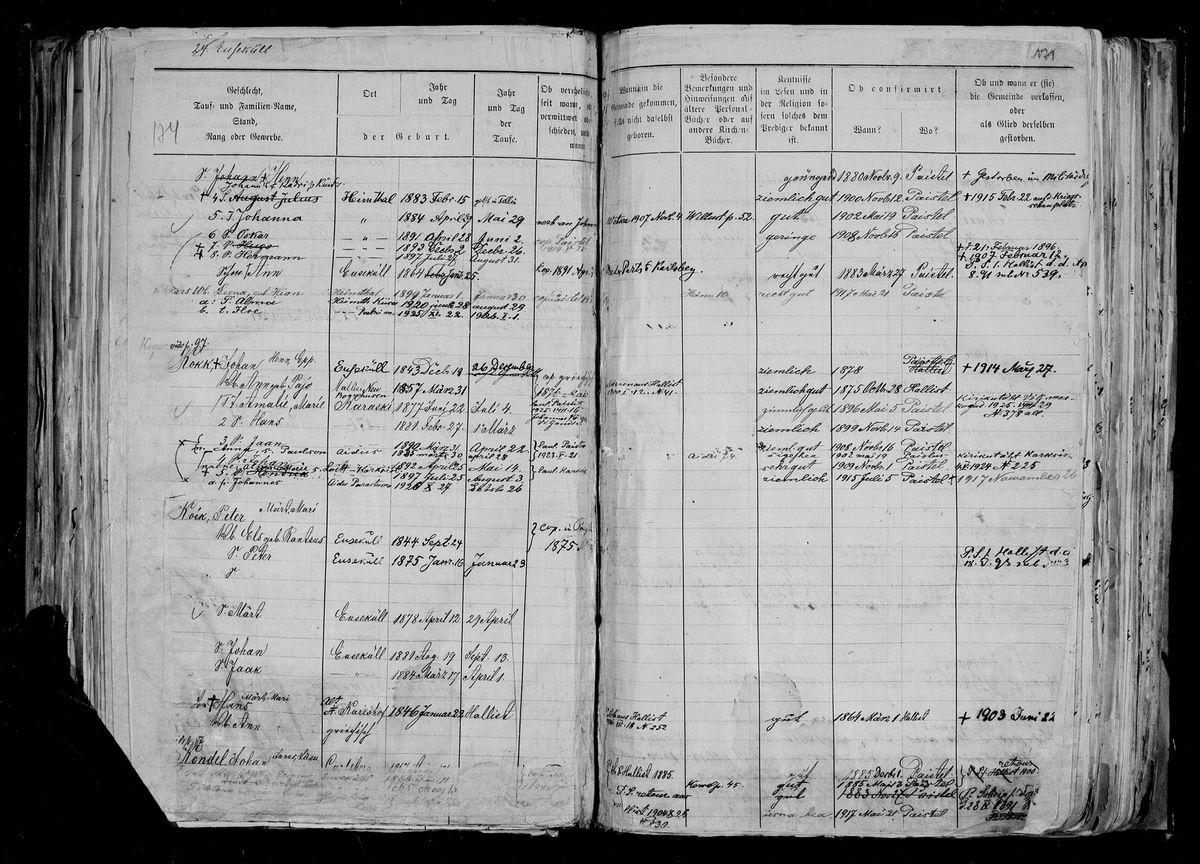Scan of Paistu household books: Koik pages 8 of 9 (Peeter Koik and Els, son Johan b. 19.8.1881)