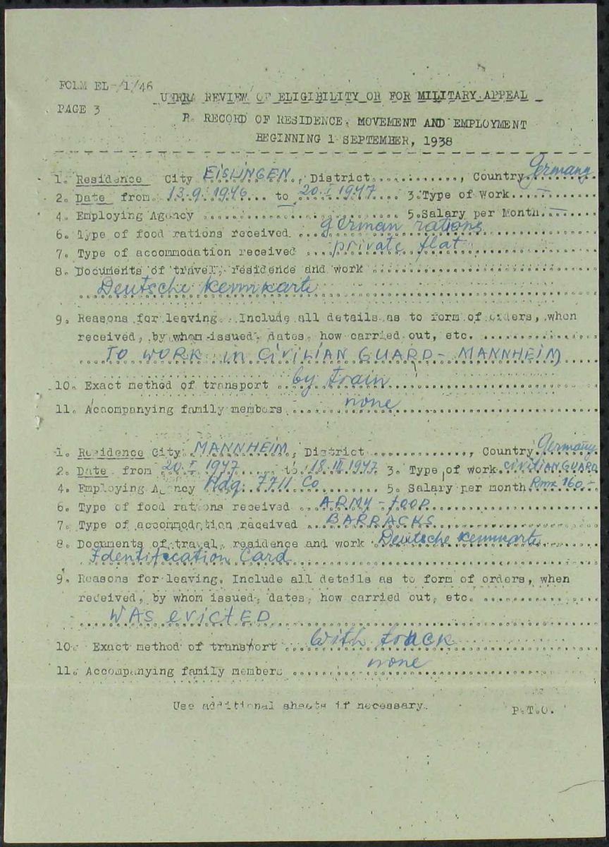 Scan of Elmar Koik: UNRRA review p3, Eislingen, Mannheim civilian guard