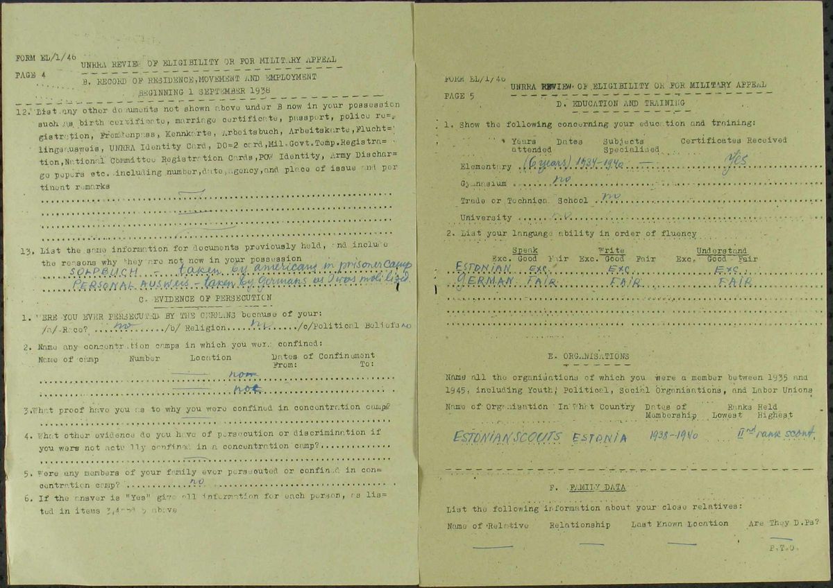 Scan of Elmar Koik: UNRRA review pp4-5, education, Estonian Scouts