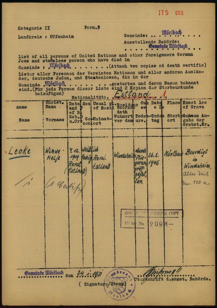 Scan of Mörlbach list of foreigners who died