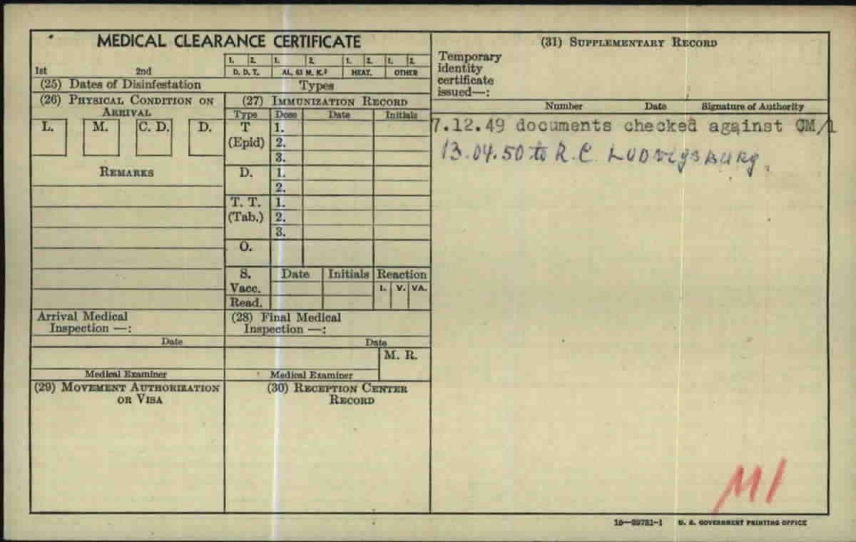 Scan of Linda Leoke: duplicate card back, to Ludwigsburg 1950