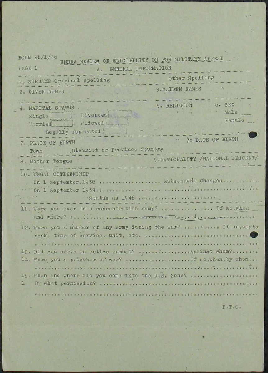 Scan of Linda Leoke: UNRRA review blank page