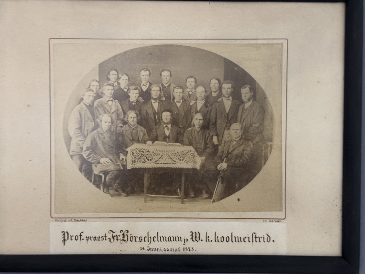 Viljandi Museum display, set 2 no. 17: Hornschelmann and Viljandi schoolmasters 1873