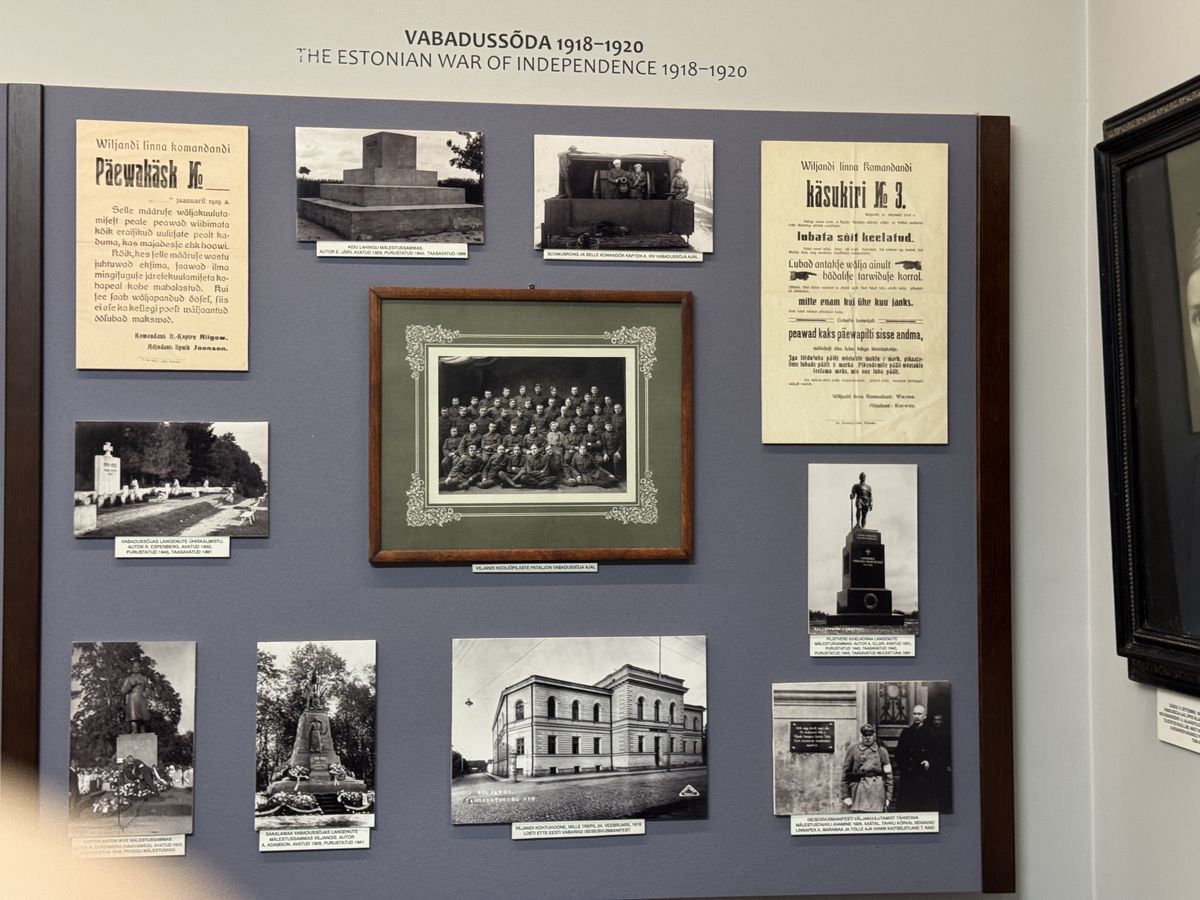 Viljandi Museum display, set 4 no. 7: War of Independence wall: commandant orders 1918-19
