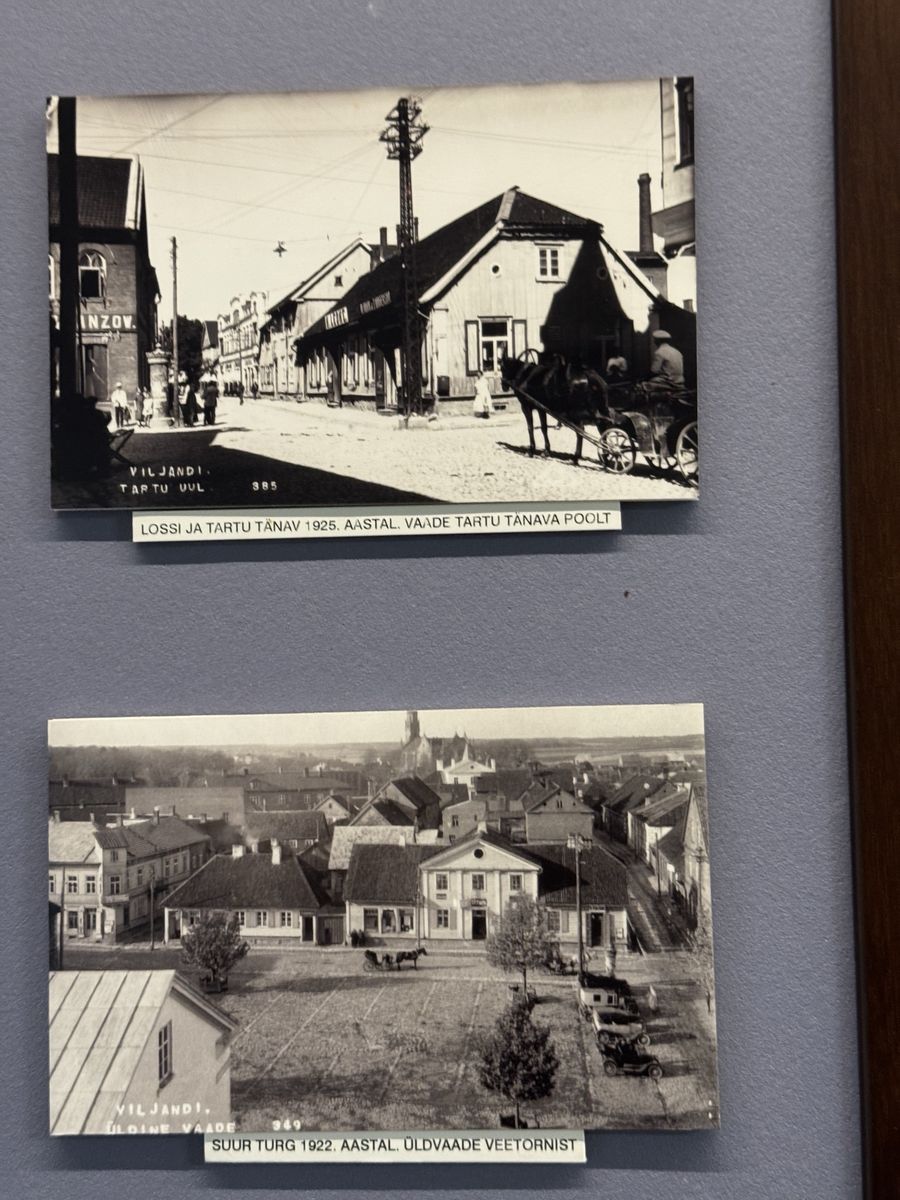 Viljandi Museum display, set 5 no. 2: Lossi and Tartu 1925 and Big Market 1922
