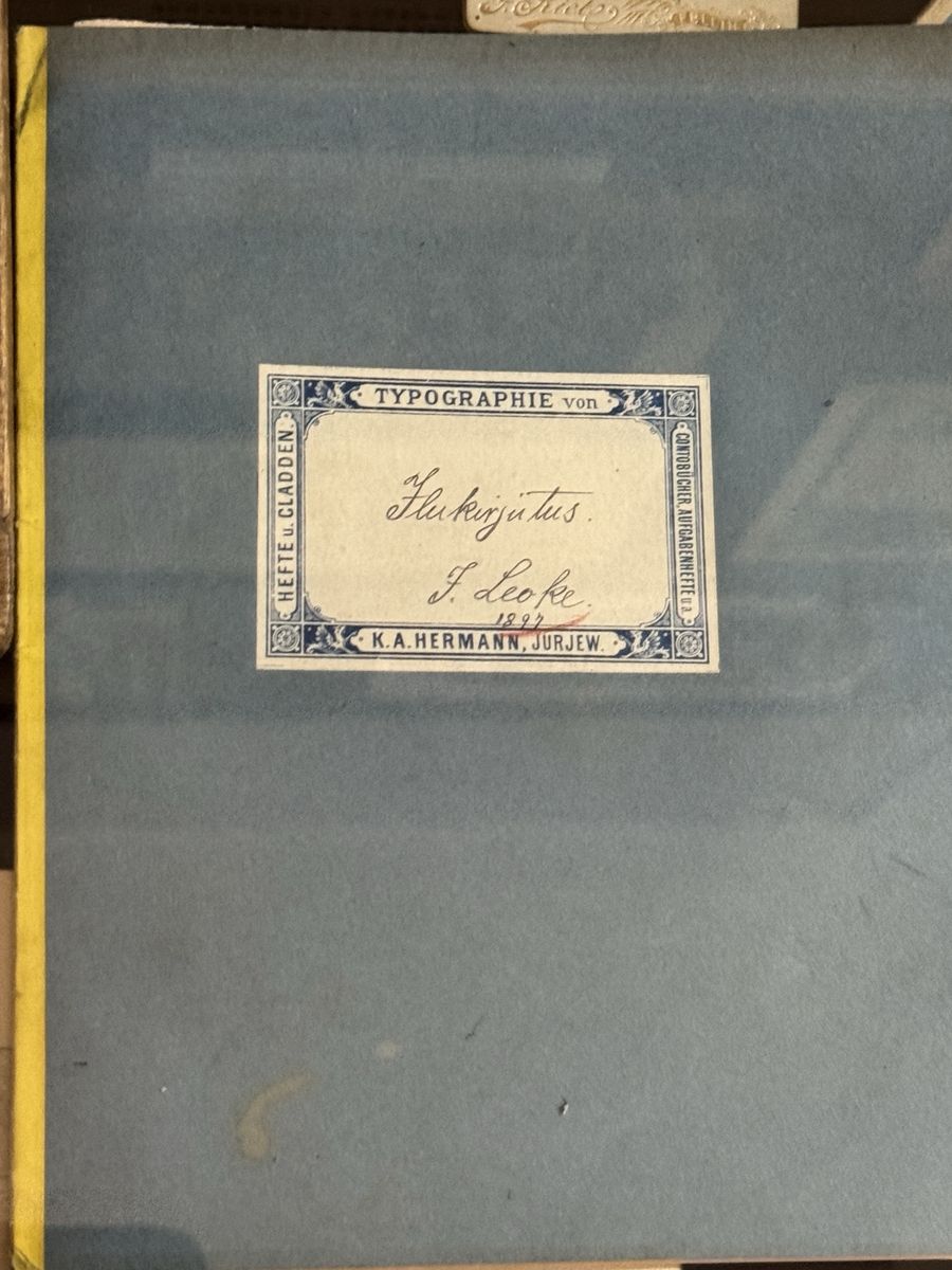 Viljandi Museum display, set 5 no. 3: J Leoke copybook 2
