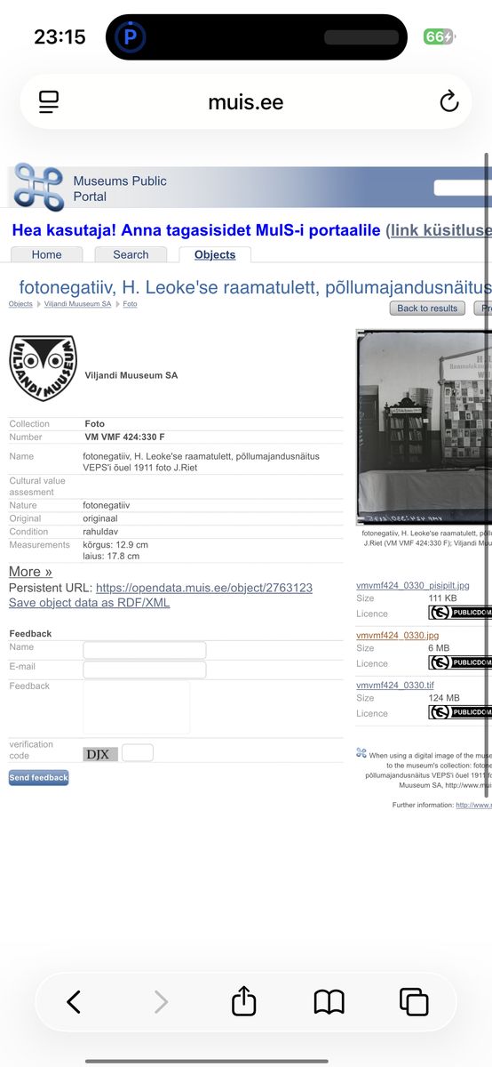 MuIS record: book stand 1911
