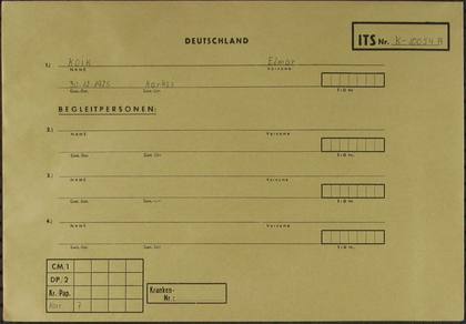 Elmar Koik: Arolsen file envelope K-10054A