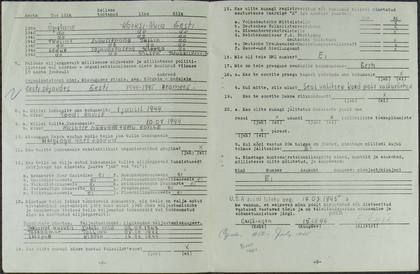 Elmar Koik: DP questionnaire pp2-3, wounded at Vaivara, hospitals