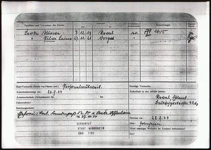 Leoke family card, back: daughters Virve and Pilvi, arrival via Gotenhafen 22.9.1944