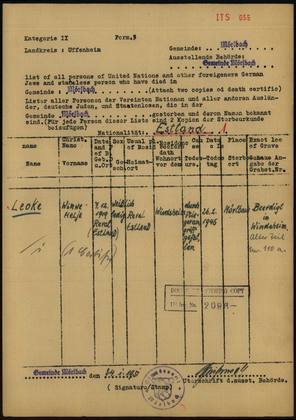 Moerlbach list of foreigners who died: Virve, killed in air raid 26.2.1945 (ITS 055)