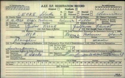 Linda Leoke: DP card, duplicate 2