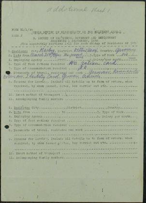 Linda Leoke: UNRRA review additional sheet, Marburg 1947