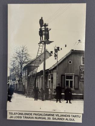 Viljandi Museum display, set 5 no. 6: Telephone lines at Tartu-Lossi corner