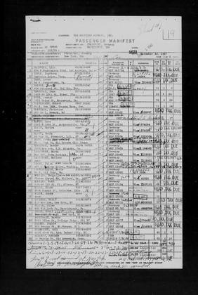 Pan Am manifest 30 Nov 1947: Pilvi Leoke line 17